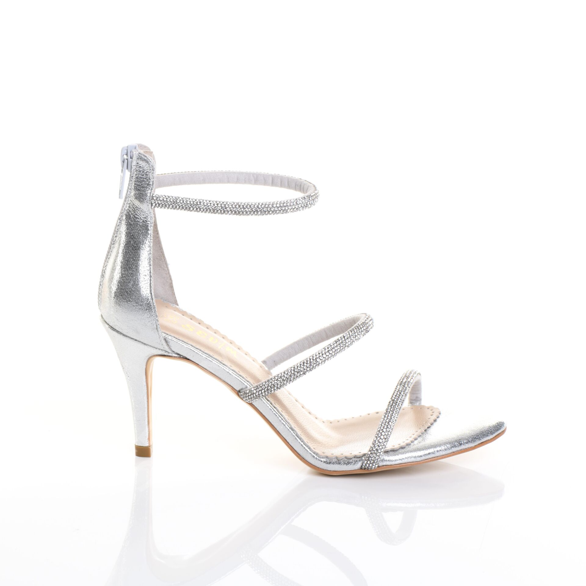 KADIN LAME KRİSTAL TAŞLI BANTLI ABİYE AYAKKABI