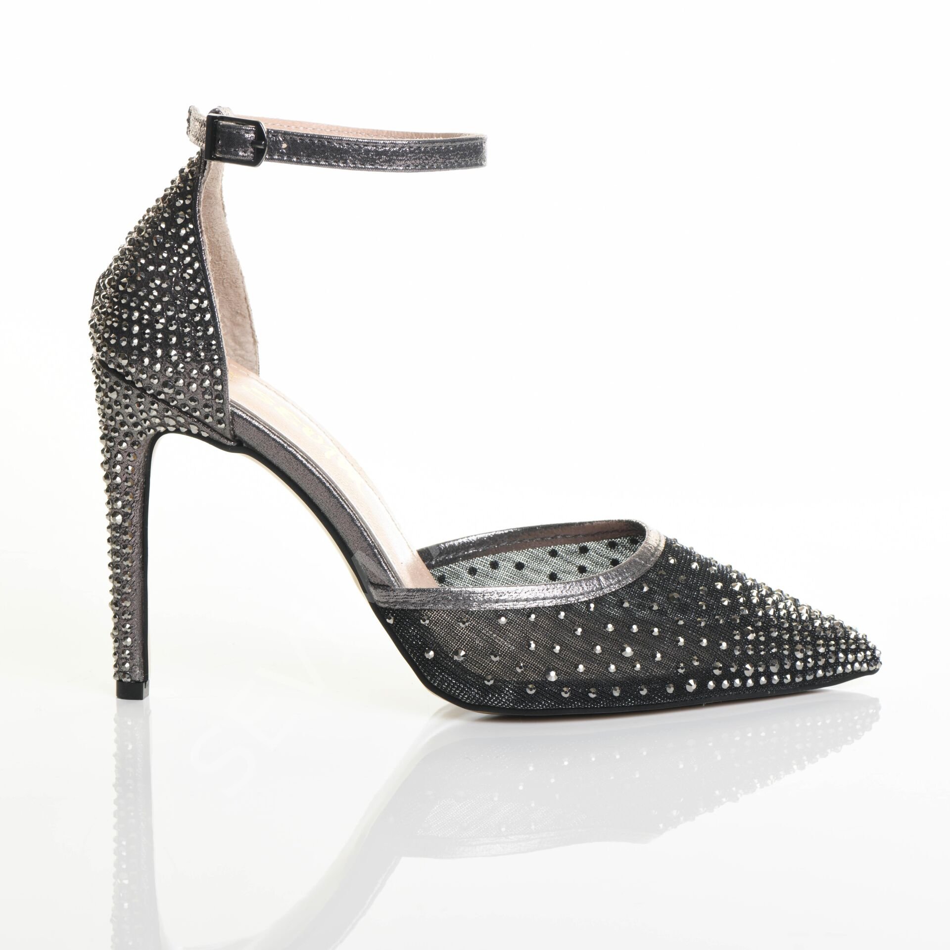 KADIN ABİYE ANTRASİT TAŞLI STİLETTO AYAKKABI