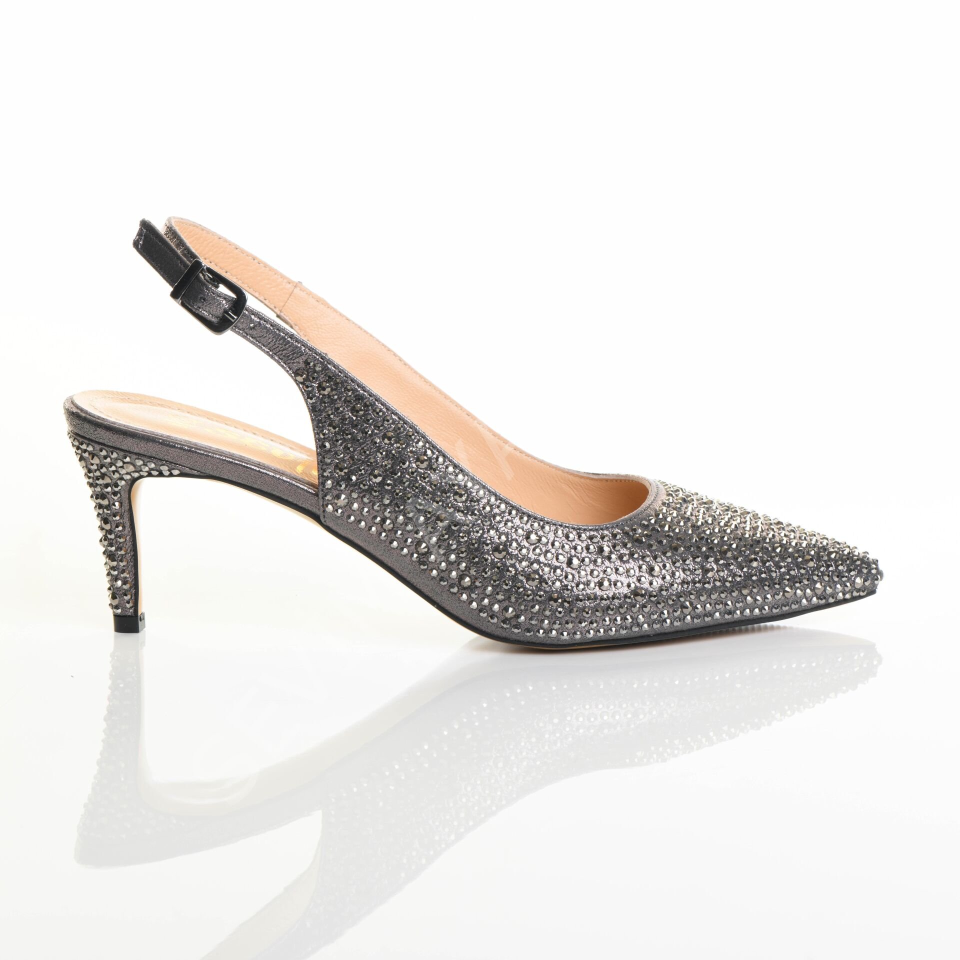 KADIN ABİYE ANTRASİT TAŞLI ARKASI AÇIK AYAKKABI