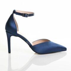 KADIN ABİYE LACİVERT SATEN STİLETTO AYAKKABI