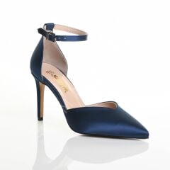 KADIN ABİYE LACİVERT SATEN STİLETTO AYAKKABI