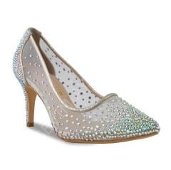 KADIN DORE RENK SİNDİRELLA KRİSTAL TAŞLI FİLELİ STİLETTO AYAKKABI