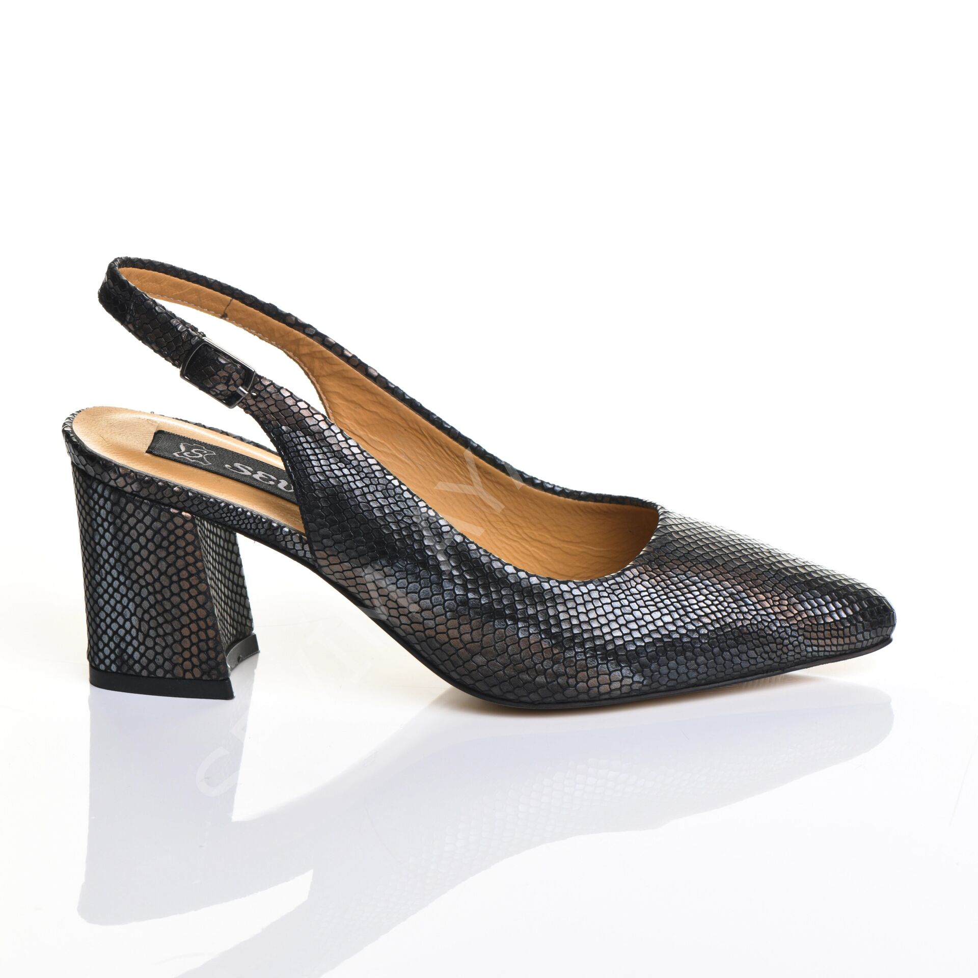 KADIN YILAN BASKILI KALIN KARE TOPUK RAHAT AYAKKABI