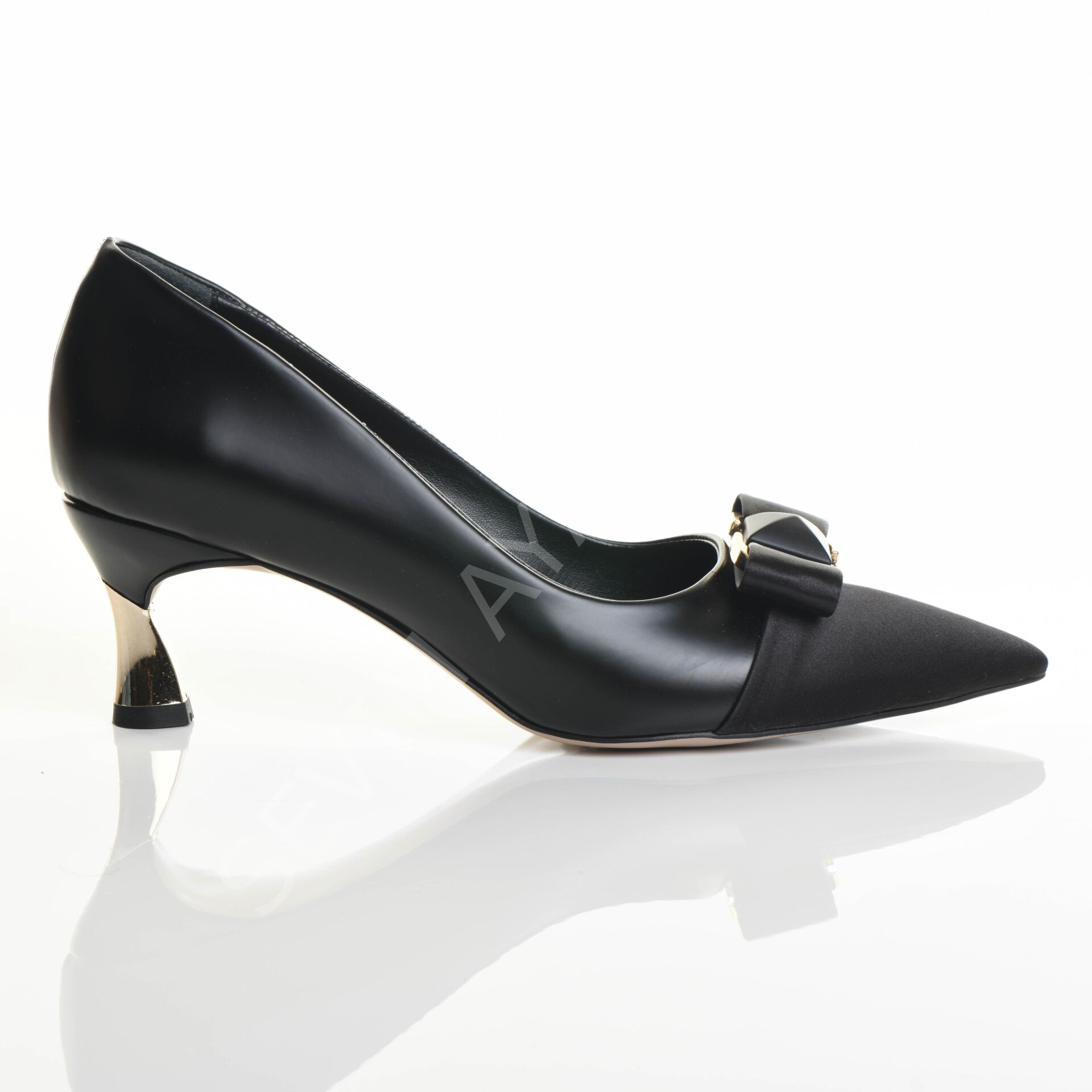 KADIN SPOR ABİYE SATEN PARÇALI SİYAH KISA TOPUK AYAKKABI