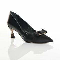 KADIN SPOR ABİYE SATEN PARÇALI SİYAH KISA TOPUK AYAKKABI