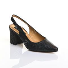 KADIN KROKODİN BASKILI KALIN KARE TOPUK RAHAT AYAKKABI