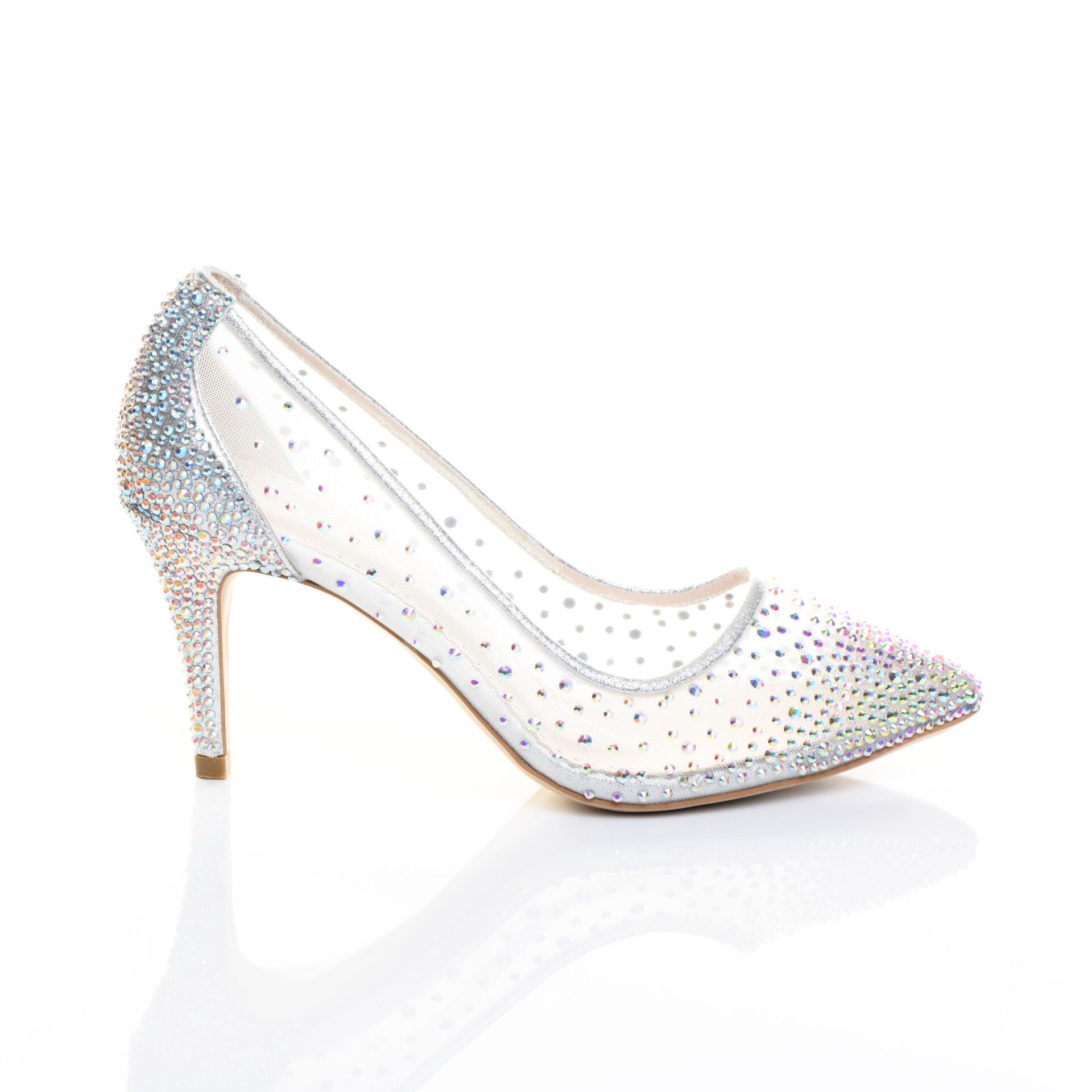 KADIN LAME KRİSTAL TAŞLI FİLELİ AYAKKABI