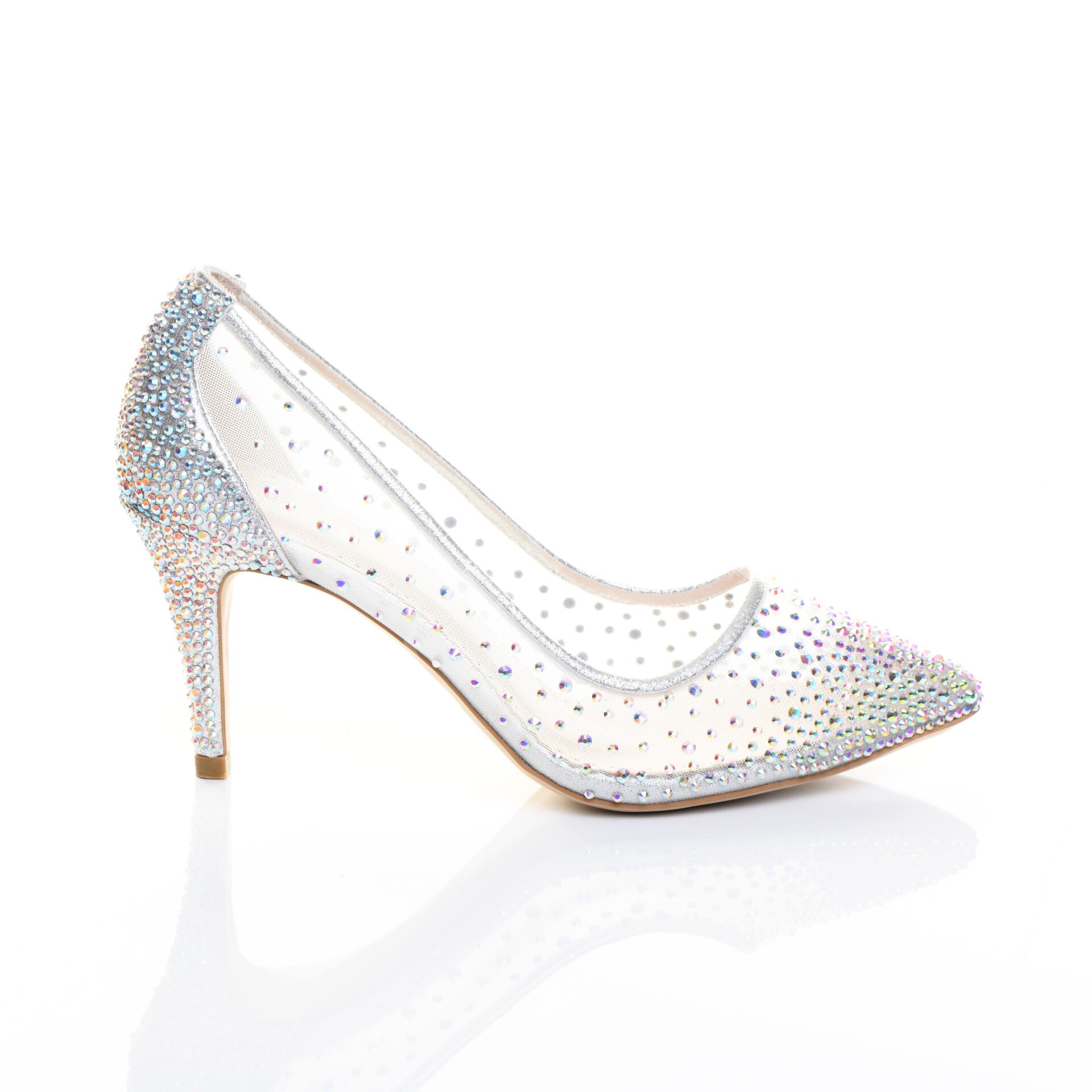 KADIN LAME KRİSTAL TAŞLI FİLELİ AYAKKABI