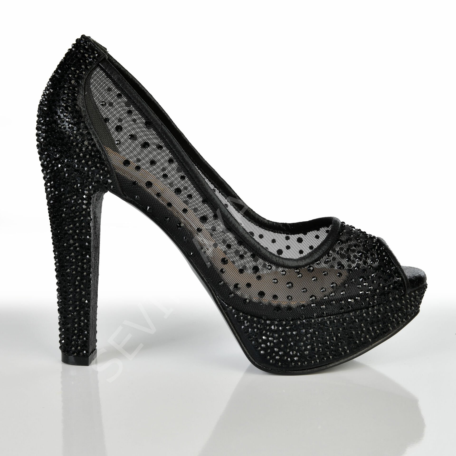 KADIN SİYAH TAŞLI ABİYE PLATFORMLU AYAKKABI