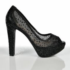 KADIN SİYAH TAŞLI ABİYE PLATFORMLU AYAKKABI