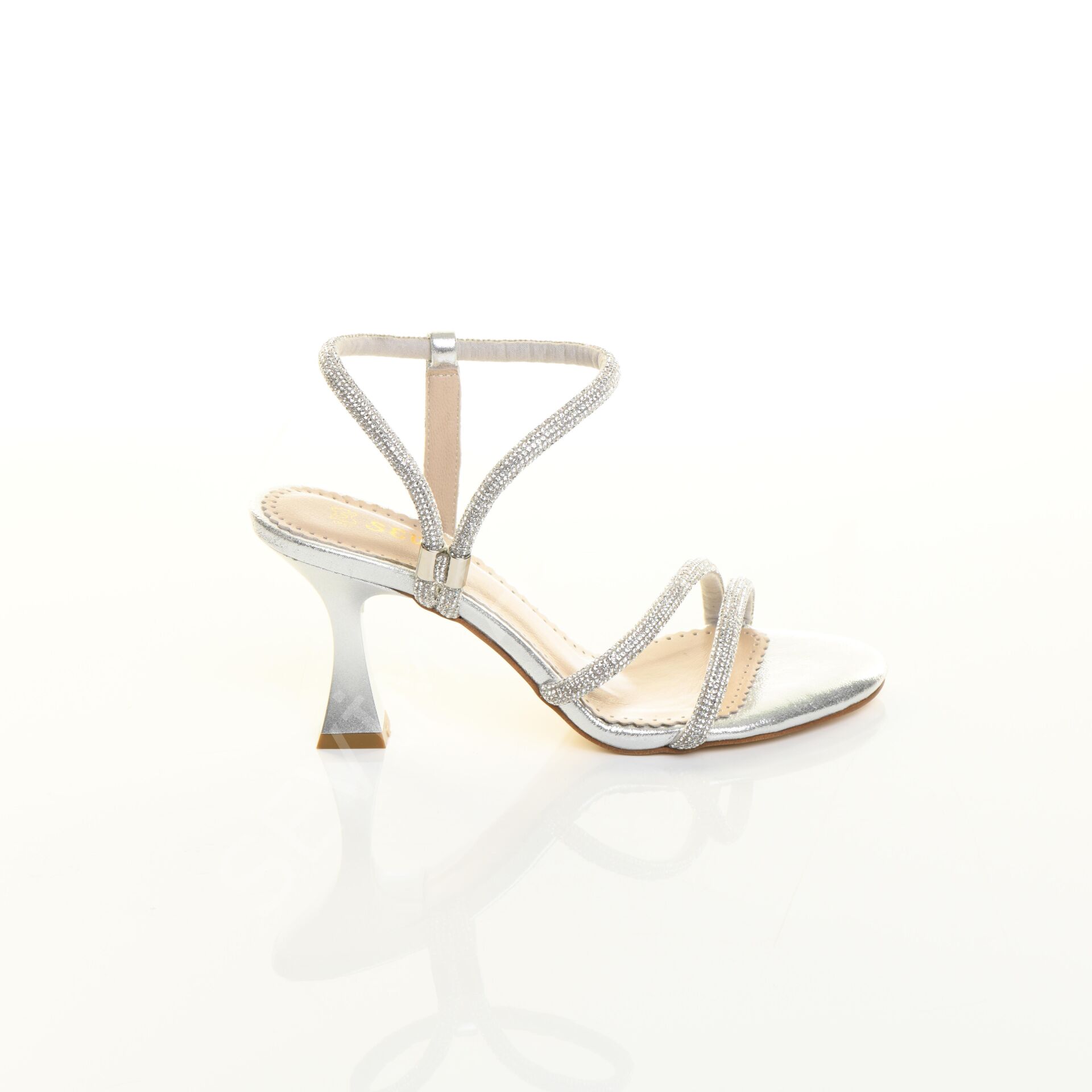 BAYAN ABİYE LAME RENK ÇİFT BANTLI BİLEK DETAYLI AYAKKABI