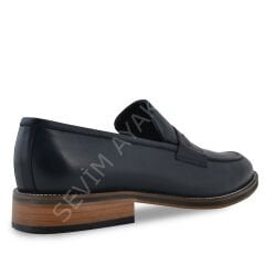 HAKİKİ DERİ LACİVERT KLASİK LOAFER AYAKKABI