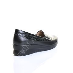 KADIN HAKİKİ DERİ SİYAH ORTOPEDİK GÜNLÜK AYAKKABI