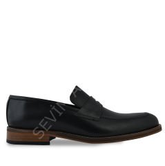 HAKİKİ DERİ SİYAH KLASİK LOAFER AYAKKABI