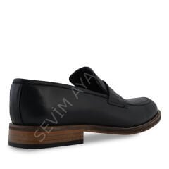HAKİKİ DERİ SİYAH KLASİK LOAFER AYAKKABI