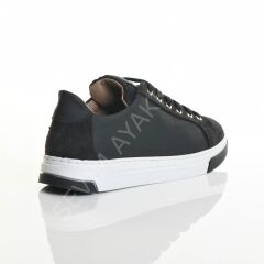 KADIN HAKİKİ DERİ SİYAH BASKILI SNEAKER AYAKKABI