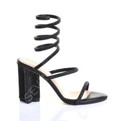 KADIN ABİYE SİYAH KRİSTAL TAŞ DETAYLI ŞIK TASARIM YILDIZ ÖKÇELİ AYAKKABI