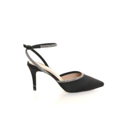 BAYAN ABİYE SİYAH SATEN TAŞLI BİLEK DETAYLI RAHAT TOPUK AYAKKABI