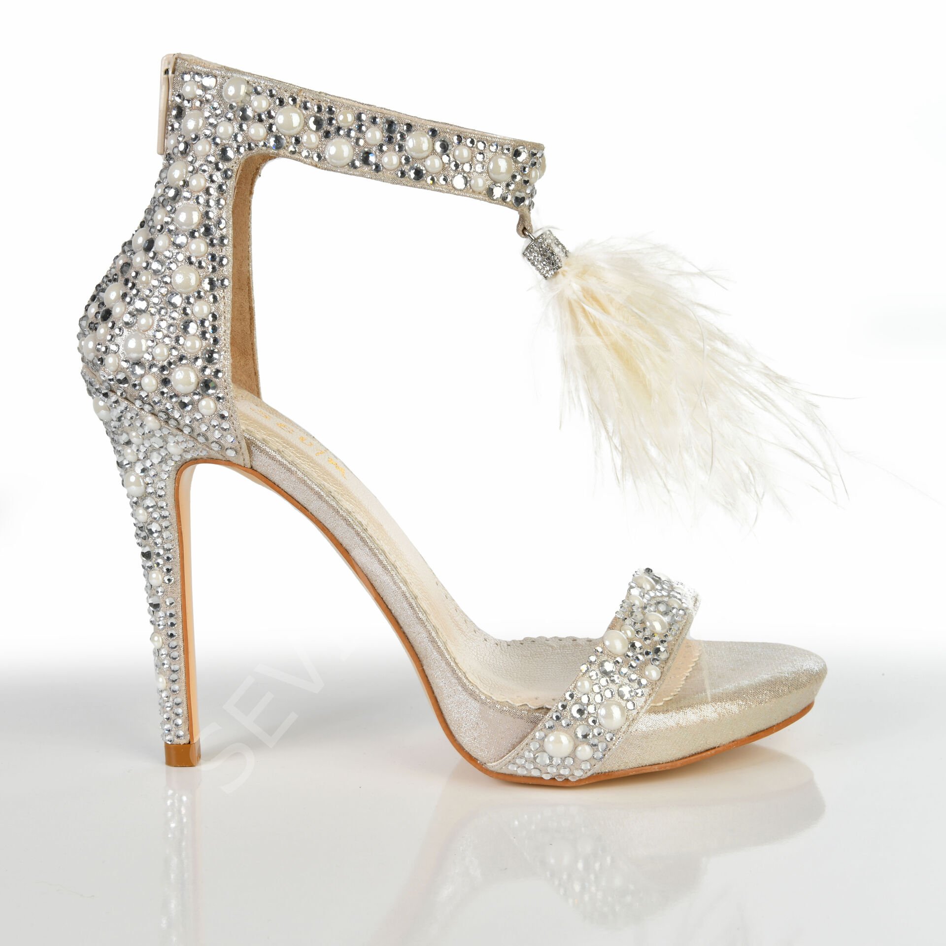 KADIN ABİYE TAŞLI SEDEF BEYAZ PLATFORMLU AYAKKABI