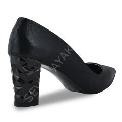 KADIN SIVAMA VEGAN DERİ KALIN TOPUK AYAKKABI