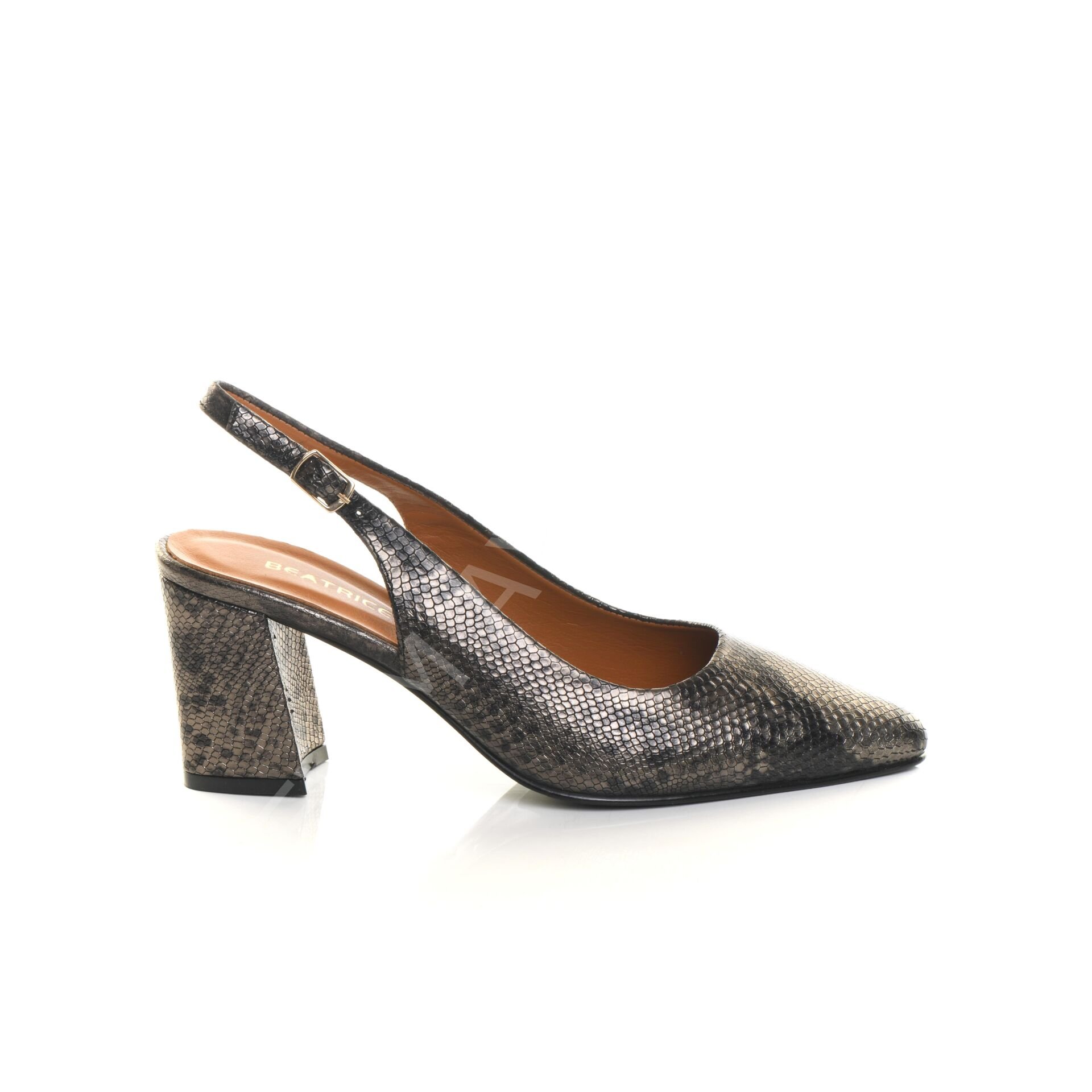 HAKİKİ DERİ YILAN BASKILI KALIN TOPUK YEŞİL RENK GÜNLÜK AYAKKABI