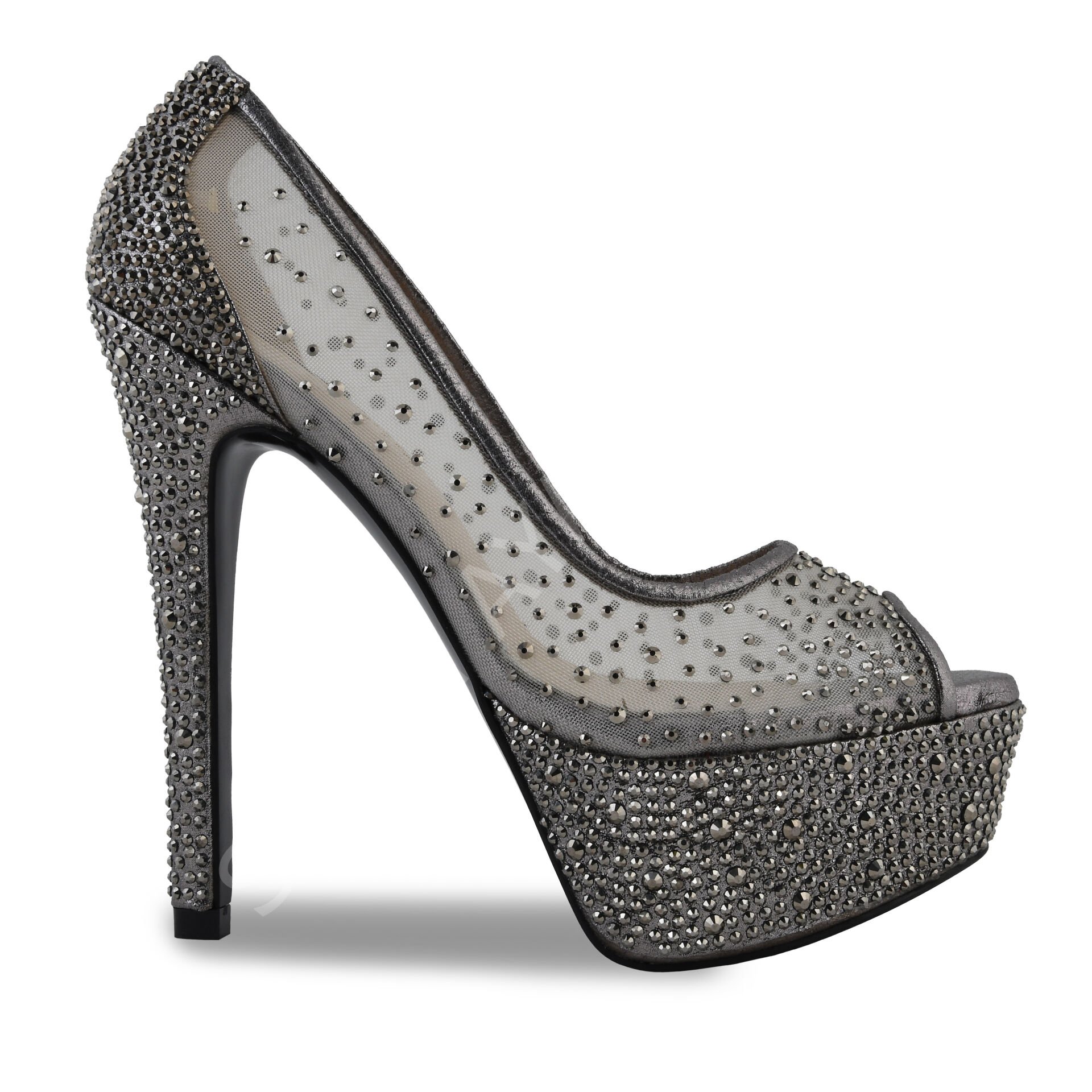 KADIN ANTRASİT TAŞLI ABİYE PLATFORMLU AYAKKABI