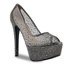 KADIN ANTRASİT TAŞLI ABİYE PLATFORMLU AYAKKABI