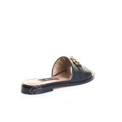 KADIN HAKİKİ DERİ ANATOMİK TABAN SİYAH TERLİK