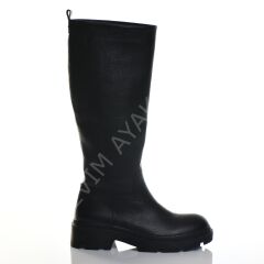 KADIN HAKİKİ DERİ SİYAH GÜNLÜK ÇİZME