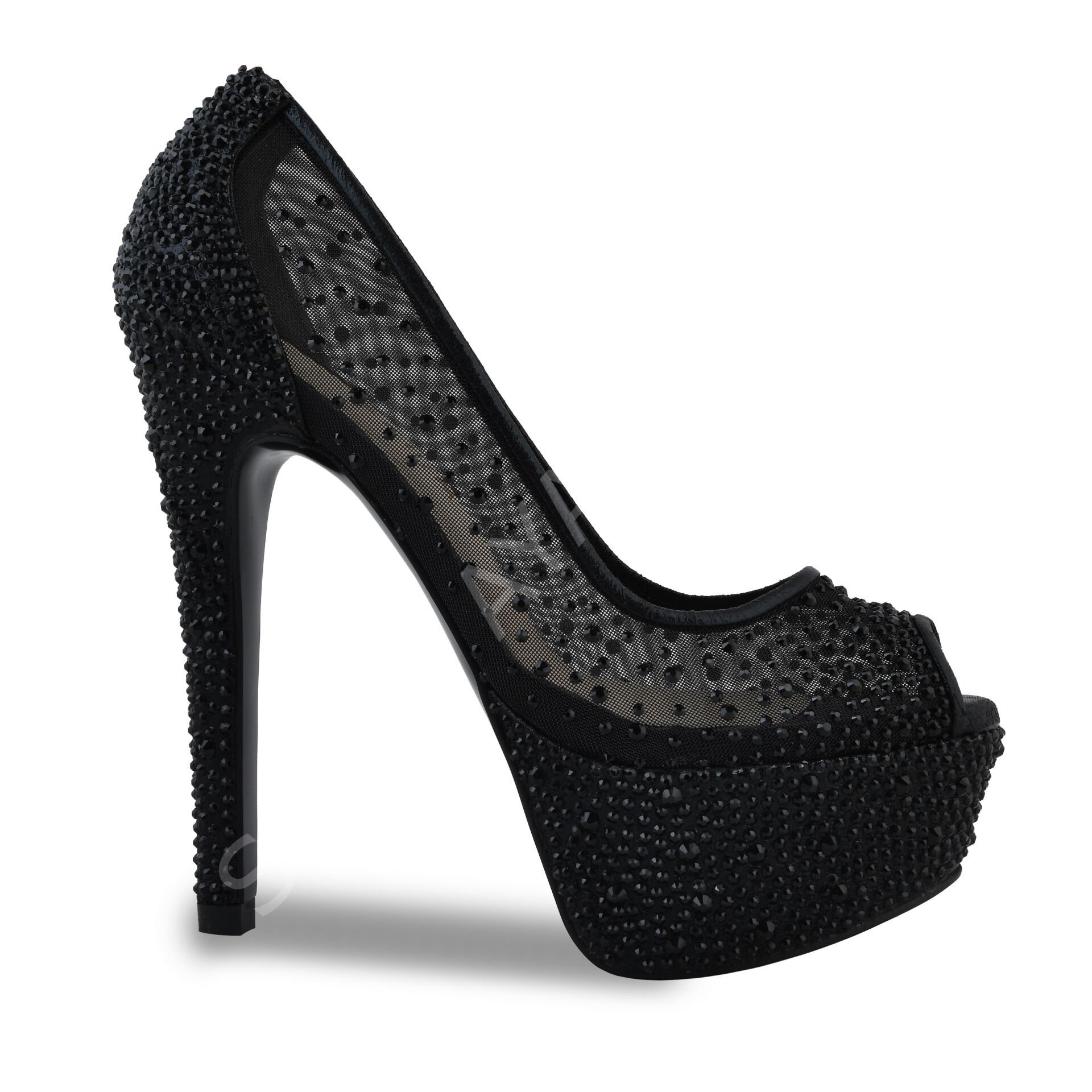 KADIN SİYAH TAŞLI ABİYE PLATFORMLU AYAKKABI