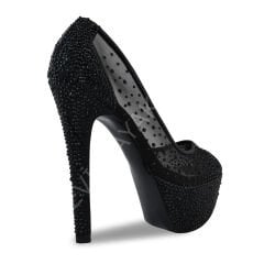 KADIN SİYAH TAŞLI ABİYE PLATFORMLU AYAKKABI