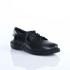 KADIN HAKİKİ DERİ MEVSİMLİK TABAN FERMUAR DETAYLI SİYAH RENK AYAKKABI