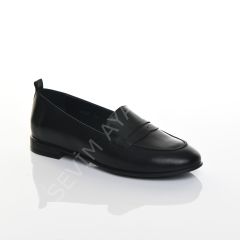 KADIN HAKİKİ DERİ SİYAH LOAFER BABET