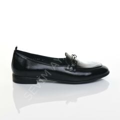 KADIN HAKİKİ DERİ SİYAH RUGAN LOAFER BABET