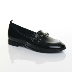 KADIN HAKİKİ DERİ SİYAH RUGAN LOAFER BABET