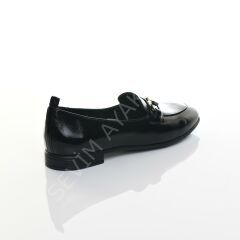 KADIN HAKİKİ DERİ SİYAH RUGAN LOAFER BABET
