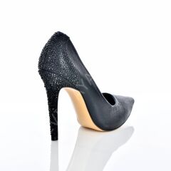KADIN STİLETTO TAŞ DETAYLI SİYAH AYAKKABI
