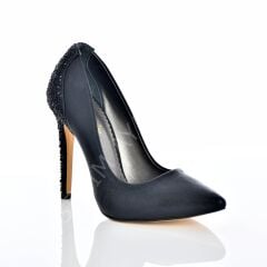 KADIN STİLETTO TAŞ DETAYLI SİYAH AYAKKABI