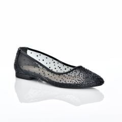 KADIN SİYAH RENK TAŞLI CİNDİRELLA BABET