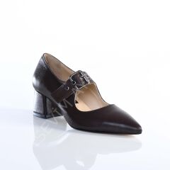 KADIN HAKİKİ DERİ KAHVERENGİ TOPUKLU GÜNLÜK AYAKKABI