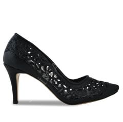 ​​​KADIN ABİYE TAŞLI LAZER KESİM KISA STİLETTO AYAKKABI