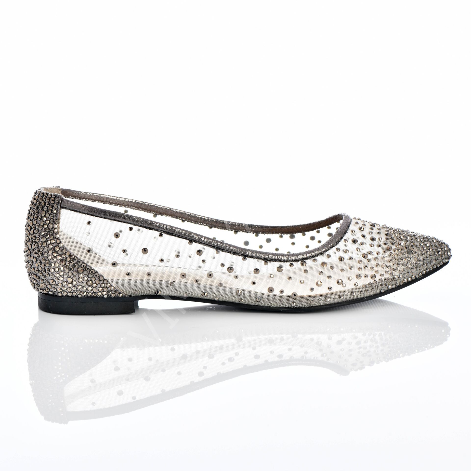 KADIN ANRASİT RENK TAŞLI CİNDİRELLA BABET