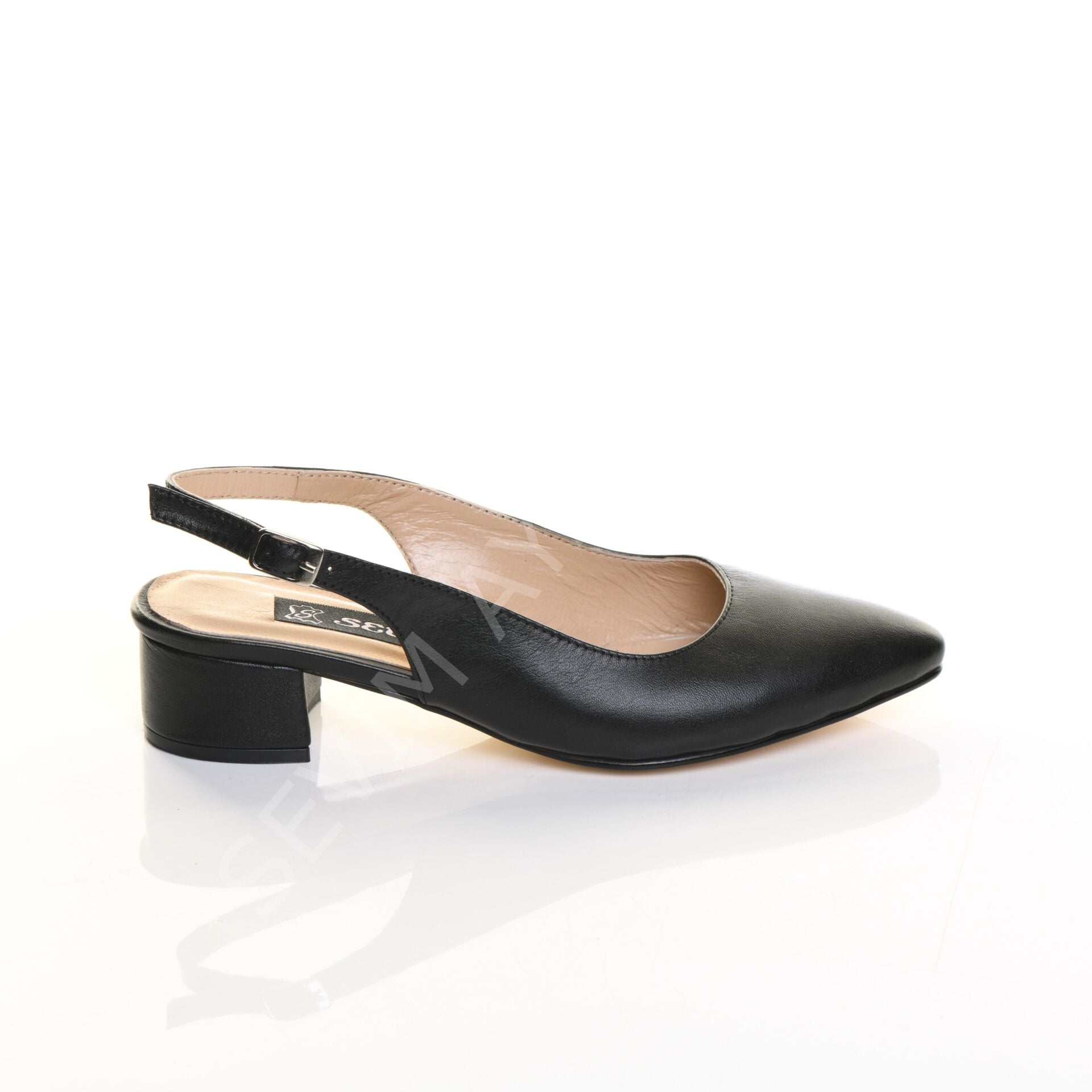 KADIN SİYAH RENK HAKİKİ DERİ KISA TOPUK AYAKKABI