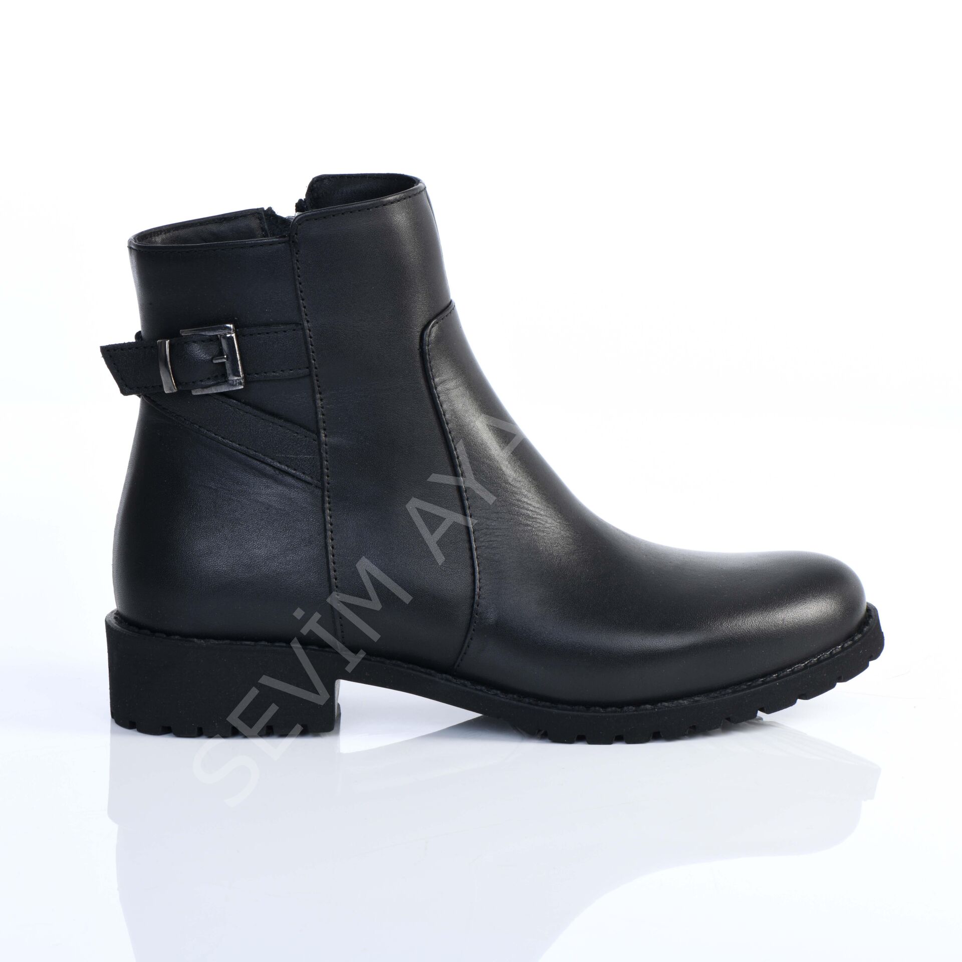 KADIN HAKİKİ DERİ SİYAH RENK GÜNLÜK BOT