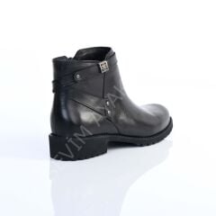 KADIN HAKİKİ DERİ 3CM TOPUKLU SİYAH GÜNLÜK BOT