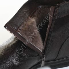 ERKEK HAKİKİ DERİ İÇİ PELUŞ FERMUARLI KAHVERENGİ BOT