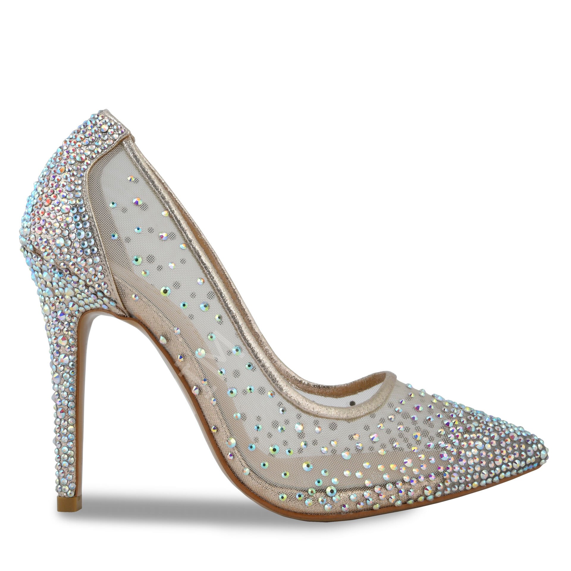 ​​​KADIN SİNDİRELLA ABİYE TAŞLI FİLELİ STİLETTO AYAKKABI