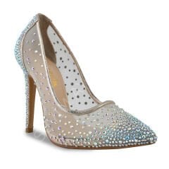 ​​​KADIN SİNDİRELLA ABİYE TAŞLI FİLELİ STİLETTO AYAKKABI