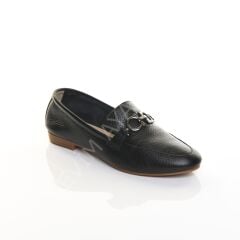 KADIN HAKİKİ DERİ SİYAH RENK TOKALI BABET