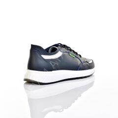 ERKEK HAKİKİ DERİ LACİVERT BEYAZ PARÇALI SNEAKER AYAKKABI
